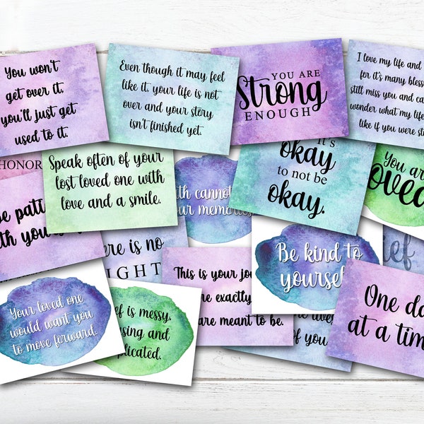 Grief Affirmation Cards, Printable Therapy Cards with Grief Quotes, Sympathy gift for widow, Loss of Mother gifts, Death of loved one