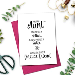 Carte de tante imprimable de nièce, carte d'anniversaire pour tante de neveu, carte de fête des mères pour tante, téléchargement immédiat, seule une tante peut carte