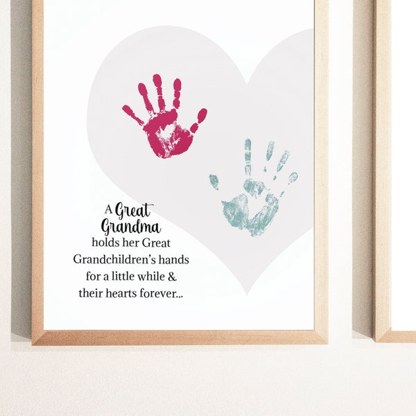 Great Grandma Gifts, Handprint Gift, Personalized Birthday cards, Milestone Birthday, Mothers Day Gift, Instant download Kids DIY Craft Kit