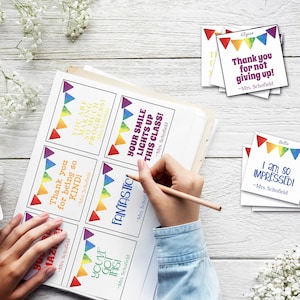 Gepersonaliseerde notitiekaarten voor de leraar, afdrukbare aanmoedigingsnotities van de leraar, plannerkaarten voor leraren, briefpapier voor leraren, waarderingsgeschenken