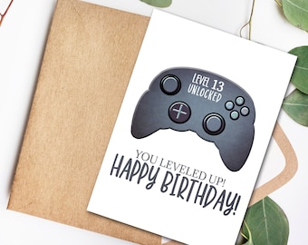 Printable 13th Birthday Card for Grandson, Video Game Cards for Nephew, Instant Download Card for Boys, 13 year old Birthday Card for him