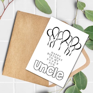 Carte d’anniversaire UNCLE, Activité de carte à colorier DIY, Bricolage pour enfants, Cadeau de nièce neveu, Enfants imprimables, Téléchargement instantané