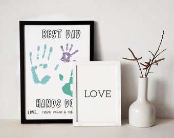 Best Dad Hands Down Handprint Gift from Daughter, Printable Kids Craft, Personalized Birthday Gift from daughter son, Instant Download