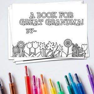 Overgrootmoeder cadeau, unieke verjaardagscadeaus voor overgrootmoeder, afdrukbare kinderen knutselidee, diy boek maken kit, gepersonaliseerde moederdag cadeau