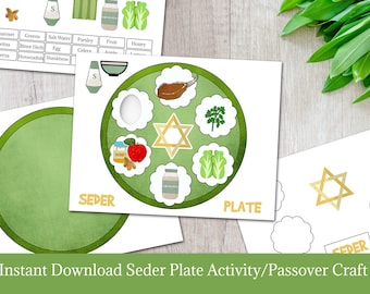 Créations artisanales d'assiettes de Seder : activité de Pessah pour les enfants (téléchargement instantané)