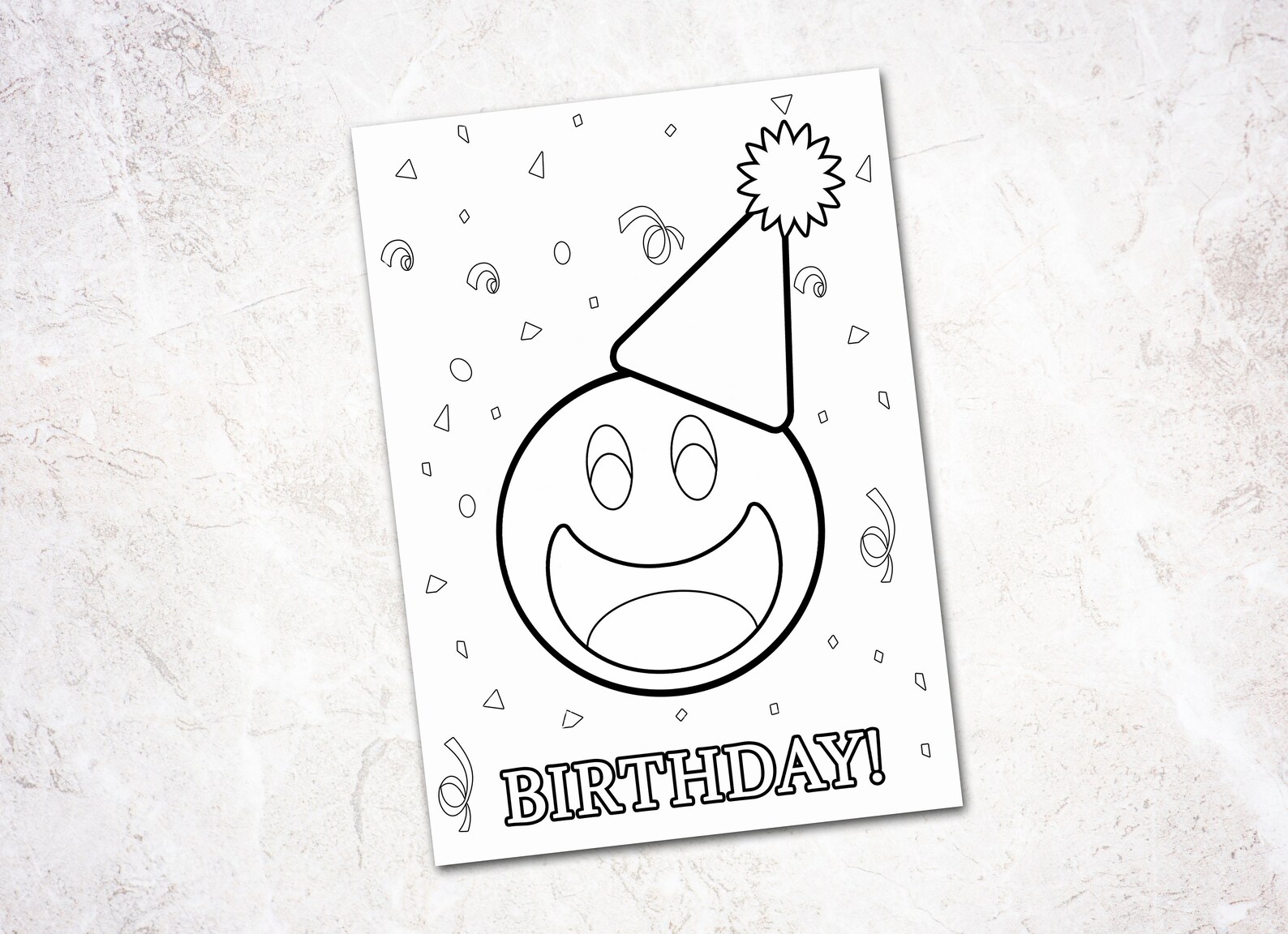 Emoji Birthday Card Printable Kids Coloring Card Emoji | Etsy