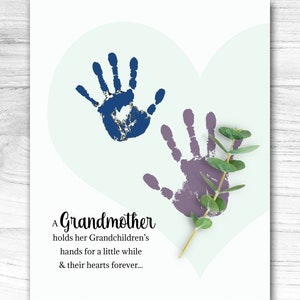 Mother's Day Handprint Gift for Grandma from grandkids, Downloadable Birthday Card for Grandmother from grandchildren, DIY Craft for Kids