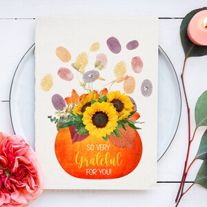 DIY Thanksgiving Card, Fingerprint Crafts for Kids, Thumbprint Art, Fall Homeschool Printables, Autumn Preschool Activity, Instant Download