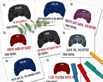 Video Game Valentine&#39;s Day Cards for Boys, Printable Student Valentines for Classmates, DIY Classroom Valentine, Instant Download A4 8.5x11