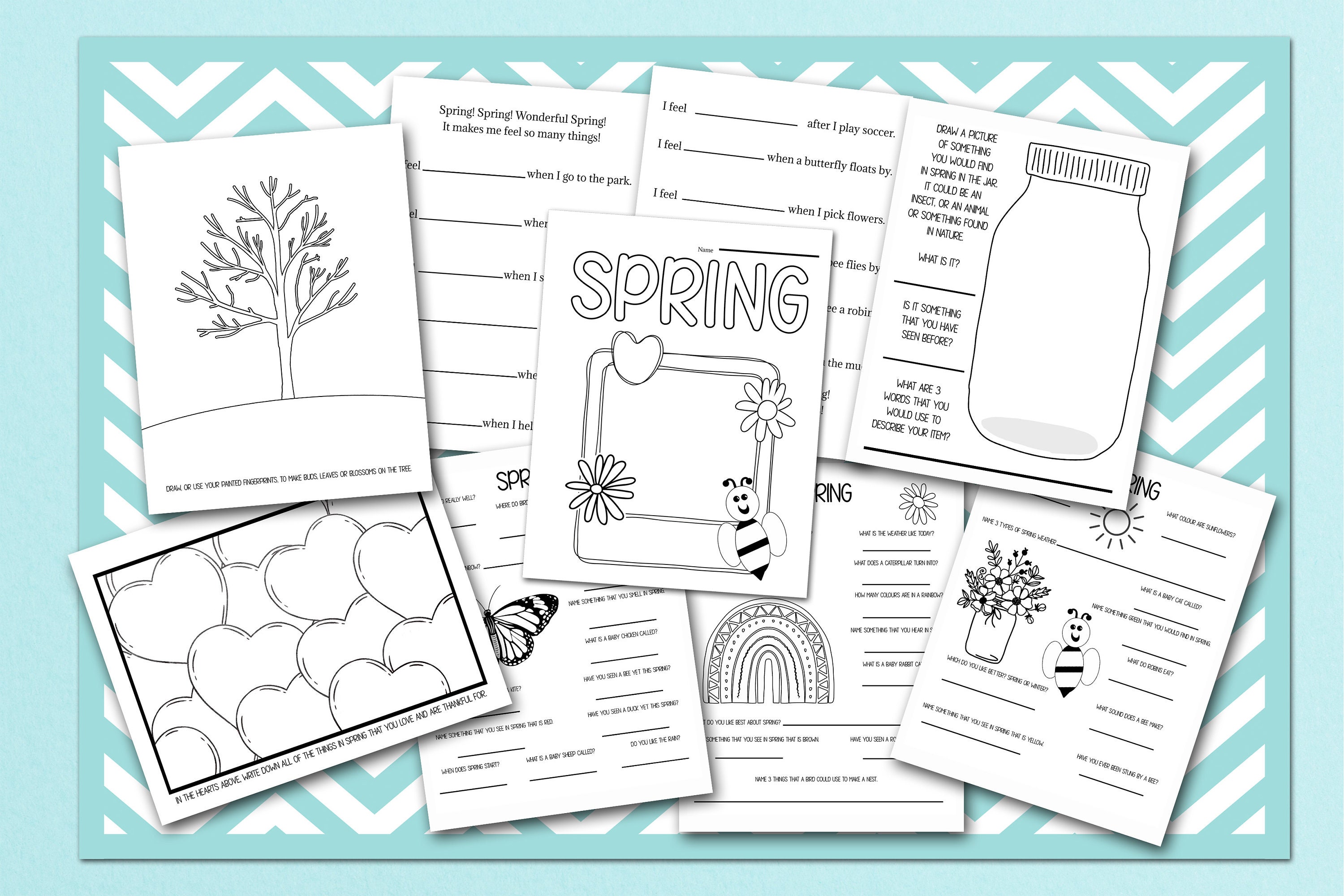 Spring Worksheet Set for Kids, Printable March Break Activity Pages ...
