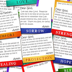 Afdrukbare bidprentjes voor kinderen, Bijbelvers geheugenkaarten, Het Onze Vader Print, Childrens Prayer Journal Kit, Bijbel Schrift kaarten,