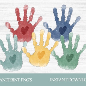 Handprint PNG, High Resolution Sublimation Clipart, Instant Download, Heart in Hands, DIY Craft Design, Digital Image, Graphic File,