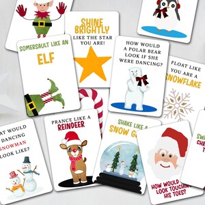 Winter-Bewegungskarten, Vorschulaktivität, Weihnachtsaktionsaufforderungen, Kreiszeit, Grobmotorik-Bildung zum Ausdrucken, Sofortiger Download