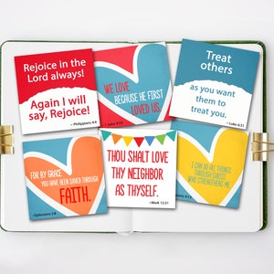 Cartões de versículos bíblicos infantis, download instantâneo, cartões de escrituras para impressão, cartões de oração infantis, kit de diário bíblico, presentes religiosos para adolescentes