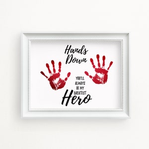 Handprint Gifts for Dad, Personalized Fathers Day Card from son, Special Birthday Gift Daddy, Homeschool Crafts for Kids, Instant Download