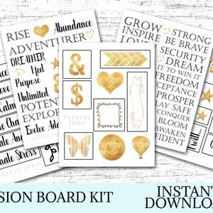 Vision Board Kit, Manifestation Tafel, Vision Board Printables, motivierende Worte, positive Affirmationen, Inhale Exhale Karten, Instant Download