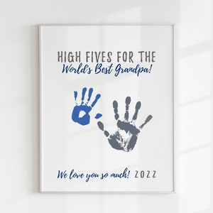 Handafdruk aandenken, Vaderdagcadeaus voor opa van kleinkinderen, gepersonaliseerd verjaardagscadeau van kleinkinderen, Instant Download Card