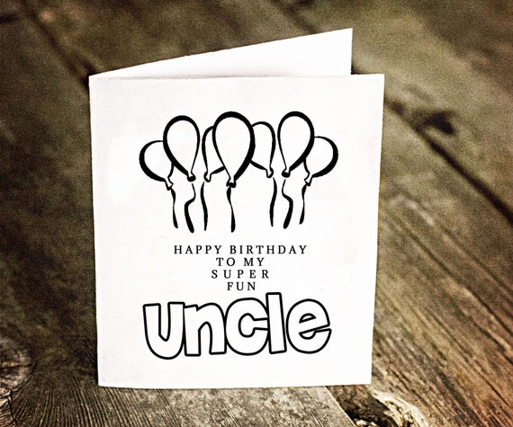 uncle birthday card coloring card gift from nephew printable cards for  funcle color your own cards diy cards for him instant download