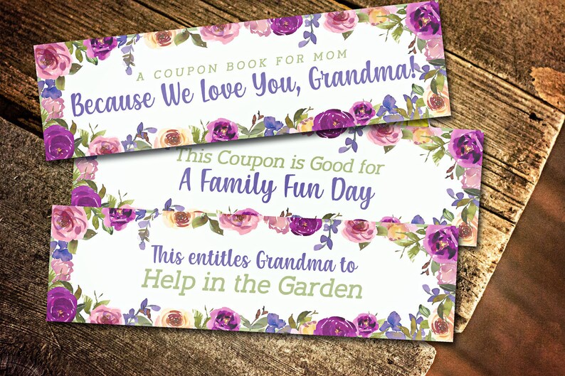 Digital Coupon Book for Grandma Grandmother Birthday Gift | Etsy