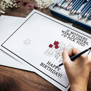 Printable Birthday Card for Mom From Daughter, Kids Coloring Card ...