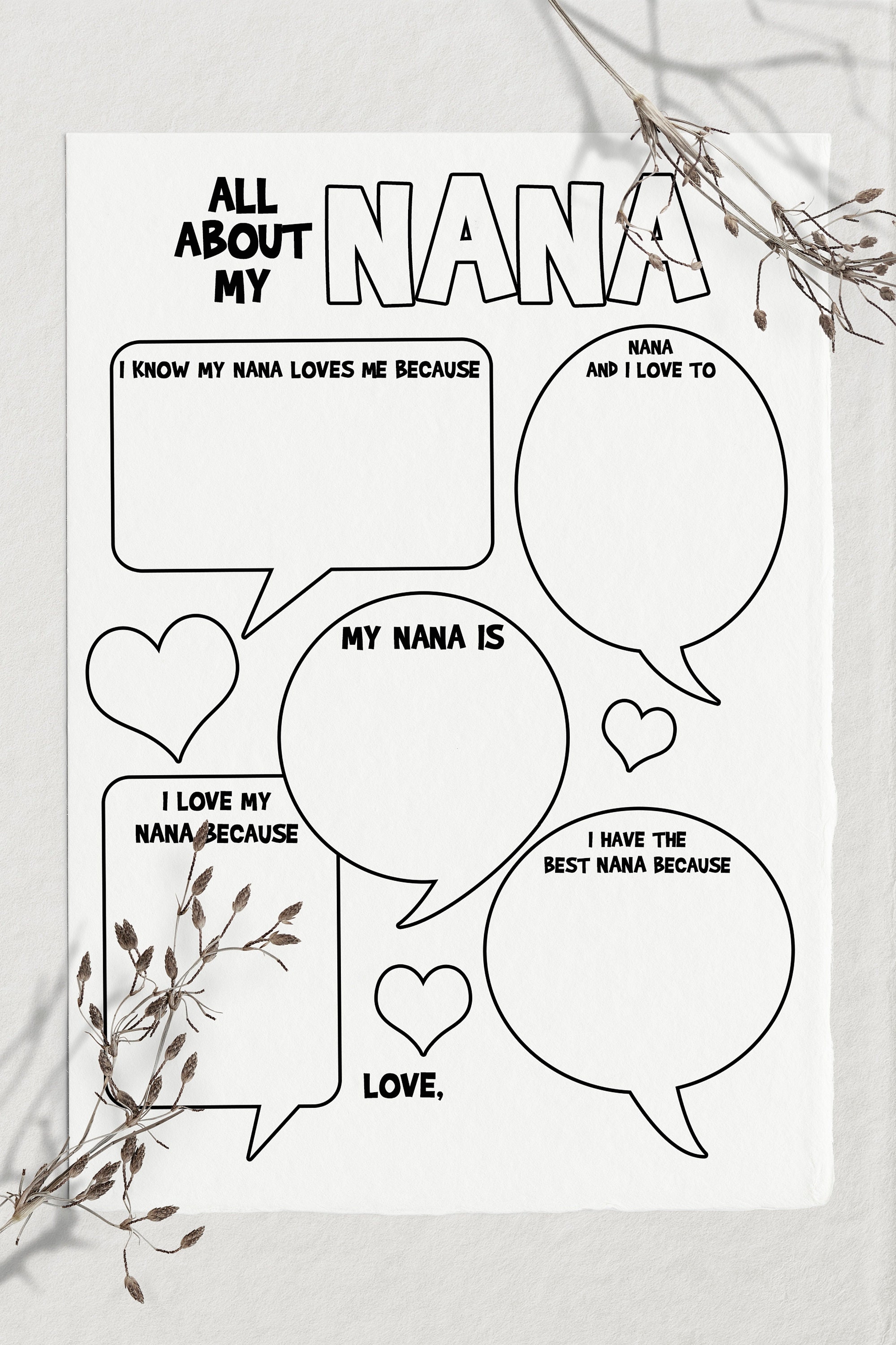 Printable Coloring Cards for Kids Nana Card Best | Etsy Canada