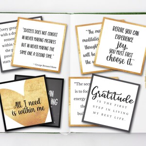 Imprimables Vision Board, cartes d'agenda avec citations inspirantes, affirmations positives pour les femmes, art de la mentalité de croissance, téléchargement immédiat