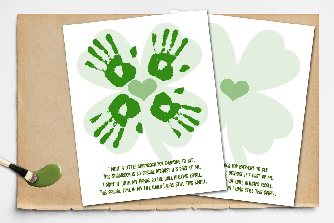 St. Patrick's Day Shamrock Art DIY Handprint Art for