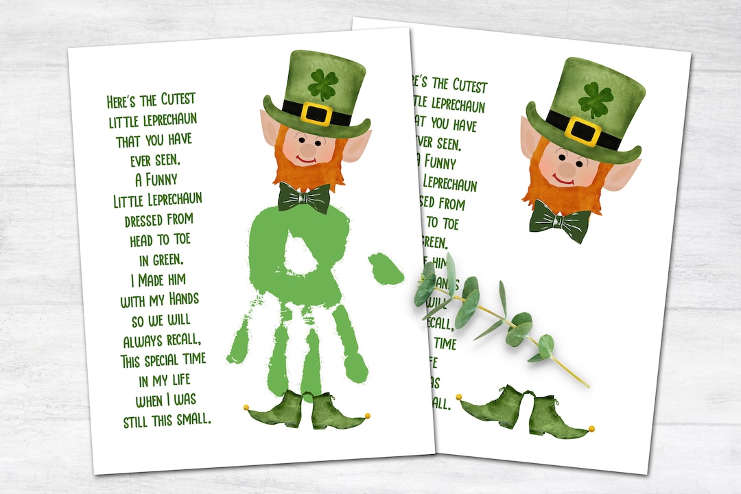 St. Patrick's Day Handprint Art for Kids DIY Leprechaun