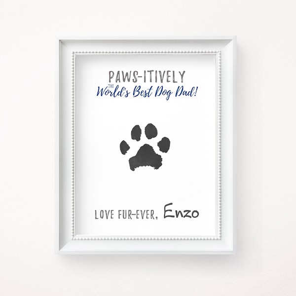 Dog Dad Gift, DIY Paw Print Keepsake, Instant Download, Paw Print Keepsake, Pet Parent Gifts, Printable Fathers Day Card for Pet Lover