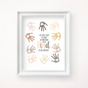 Arte de la pared de la diversidad, signo de inclusión, impresión contra el racismo, citas inspiradoras, cartel de bondad, decoración del aula imprimible, descarga instantánea