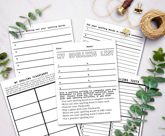 printable spelling worksheets spelling practice kit etsy canada