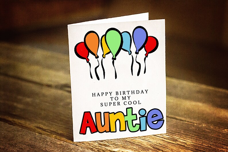 birthday card for aunt homemade gift from niece printable etsy