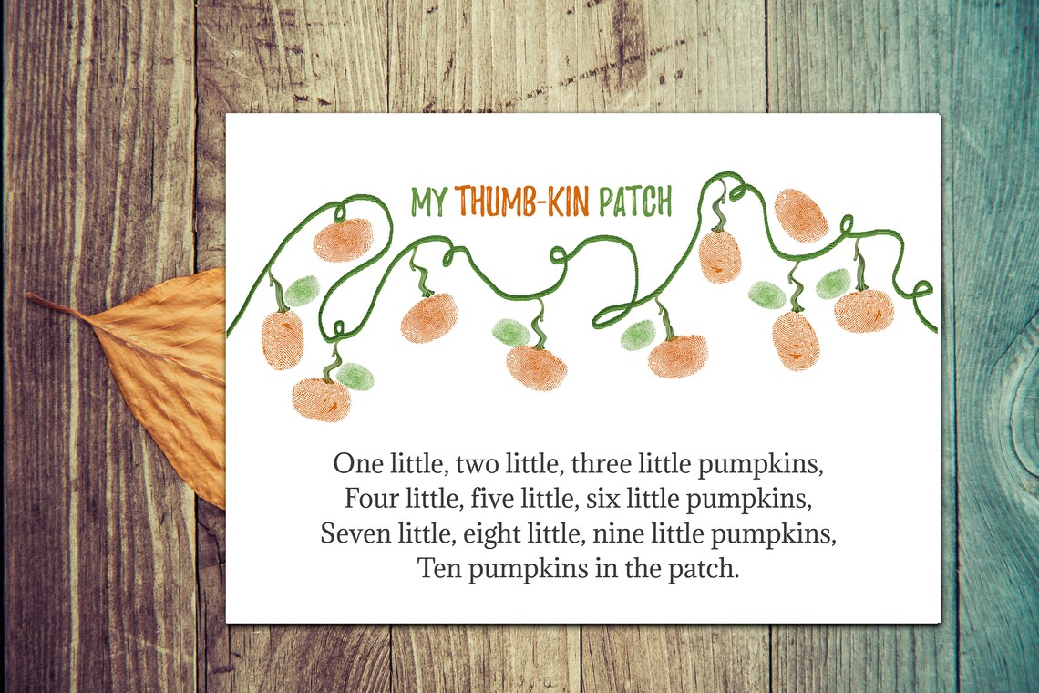 Ten Little Pumpkins Thumbprint Art, Preschool Printable, Kindergarten ...