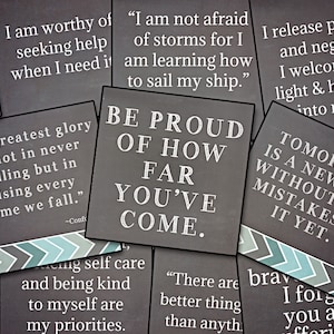 Tarjetas imprimibles de afirmaciones positivas, tarjetas para aliviar la ansiedad, frases de fortaleza para adolescentes, tarjetas motivacionales de bolsillo, minitarjetas de autoayuda.