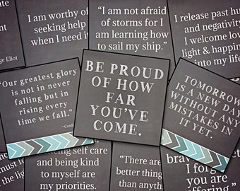 Druckbare positive Affirmationskarten, Angst Reliefkarten, Stärke Zitate für Jugendliche, motivierende Taschenkarten, Selbsthilfe Minikarten
