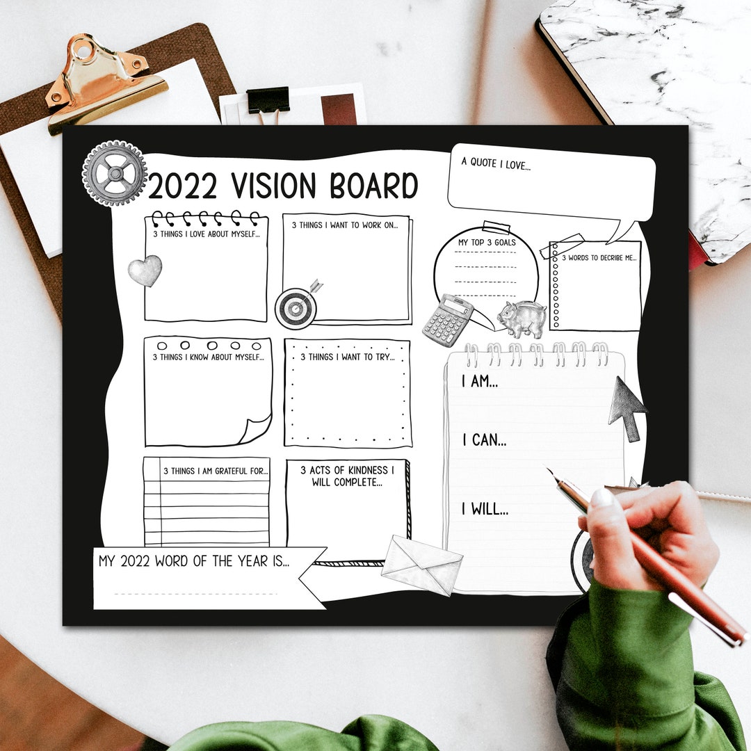 Printable 2022 2023 Vision Board Template for Students Goal - Etsy Canada