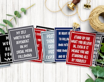 Positive Affirmation Karten für Teenager, Druckbare Spruchkarten für ihn, 30er Set, Vision Board Printables für Tweens, SOFORT DOWNLOAD