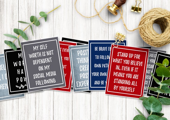 Positive Affirmation Cards for Teenage Boys, Printable Quote Cards for him, Set of 30, Vision Board Printables for tweens, INSTANT DOWNLOAD