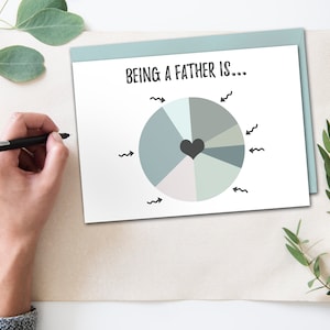 Afdrukbare vaderkaart, unieke vaderdagkaart van dochter, gepersonaliseerde verjaardagskaarten voor vader van zoon, cirkeldiagramkaart instant download