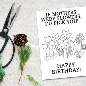 Printable Birthday Card for Mom From Daughter, Kids Coloring Card ...