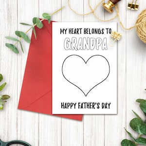 Opa Vaderdagkaart van kleinzoon, gepersonaliseerd cadeau van kleindochter, afdrukbare kleurkaarten, Homeschool Craft Kit voor kinderen,