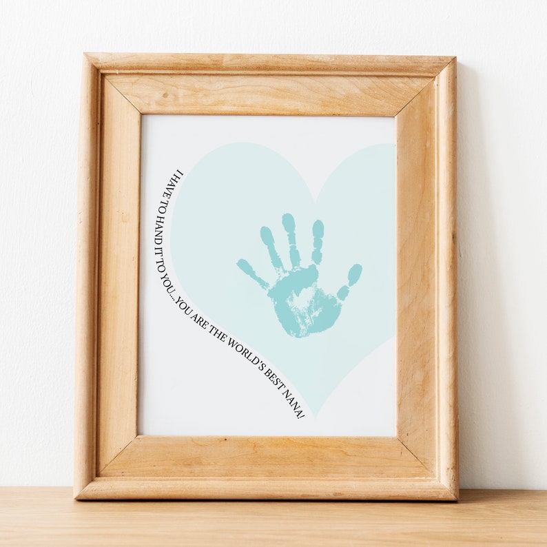 Nana Mothers Day Gift Printable Kids Crafts Handprint Art Card from Grandson Birthday Gift for Nana from Granddaughter Instant Download