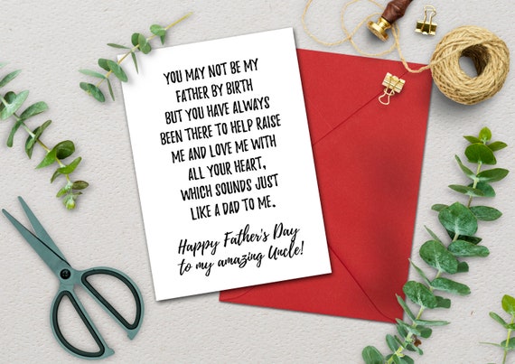 Printable Father's Day Card for Uncle from Nephew or Niece, Instant Download, Bonus Dad Card, Like a Father Figure to me, Uncle Appreciation
