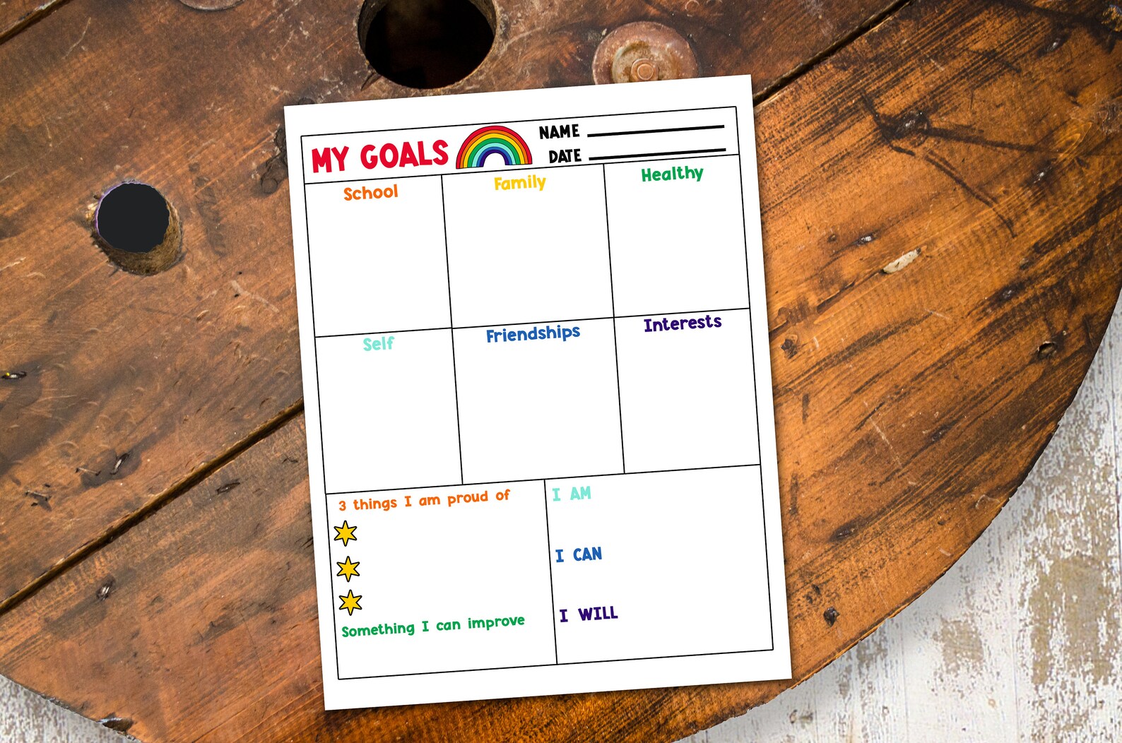 Kids Printable Vision Board Kit, Homeschool Worksheets for Kids, Goal ...