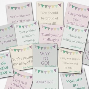 Personalized Notes from Teacher, Encouragement Cards for Students, School Printable for Teachers, Homeschool Teaching Tools, Back to School