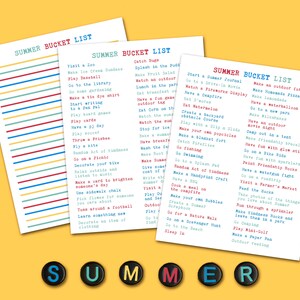 Summer Bucket List Printable, Things to do in Summertime Checklist, Kids Summer Activity Ideas, Instant Download, Summer Break