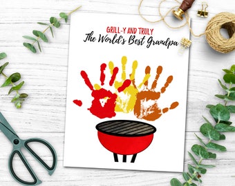 Handprint Crafts, World's Best Grandpa Gift from grandkids, Printable Father's Day Card for Grandfather, Personalized Birthday Gift Ideas