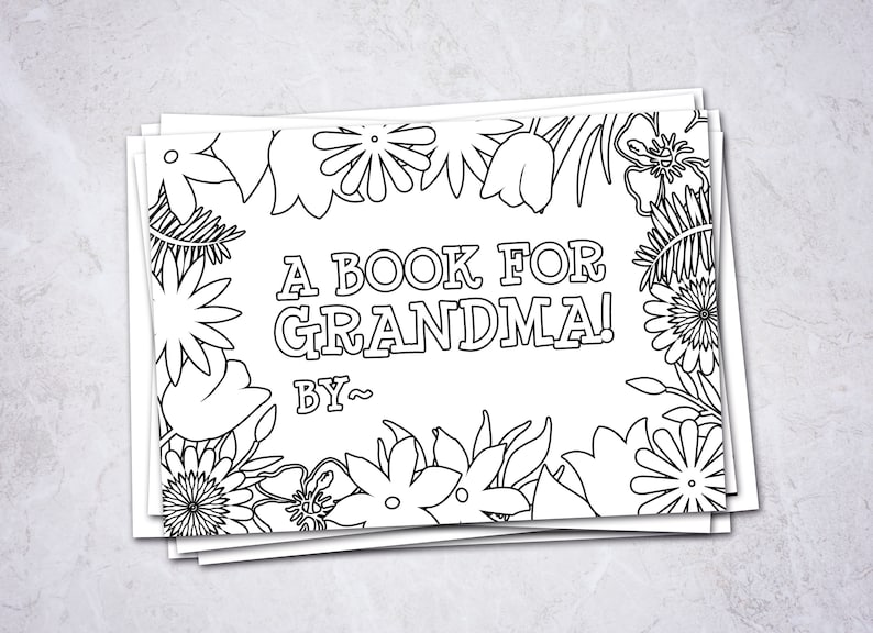 Printable Grandma Book from Grandkids, Unique Birthday Gifts from child, Kids DIY Coloring Activity, Personalized Mothers Day Gift Grandma, image 1