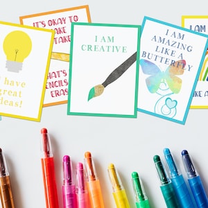 子供向けの肯定的な肯定カード、子供向けの印刷可能なランチボックスメモ、I AM 親切カード、即時ダウンロード、励ましのメモ