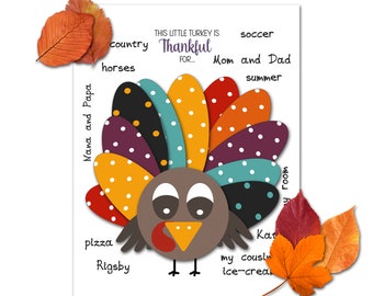 DIY Thanksgiving Turkey Craft: Gratitude List Activity (Instant Download)